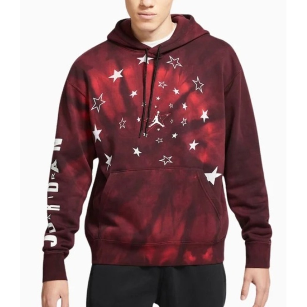 Nike Air Jordan Legacy AJ6 Sport DNA Tie Dye Star Hoodie Burgandy Red Mens Large
